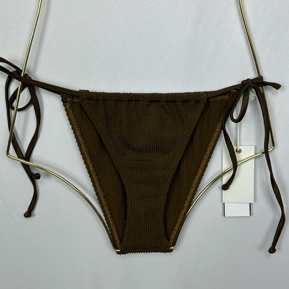 Good American Swim Always Fits Tiny Ties Bikini‎ Bottom Womens Mocha Size S New - Picture 2 of 9